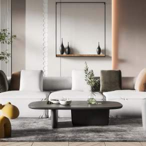 北欧沙发茶几组合3D模型下载